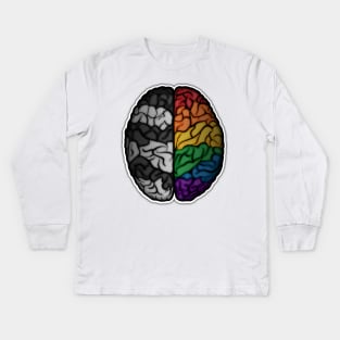 Large LGBT Ally Pride Flag Colored Brain Vector Kids Long Sleeve T-Shirt